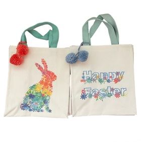 Set of 2 Cotton Easter Tote bags with handles